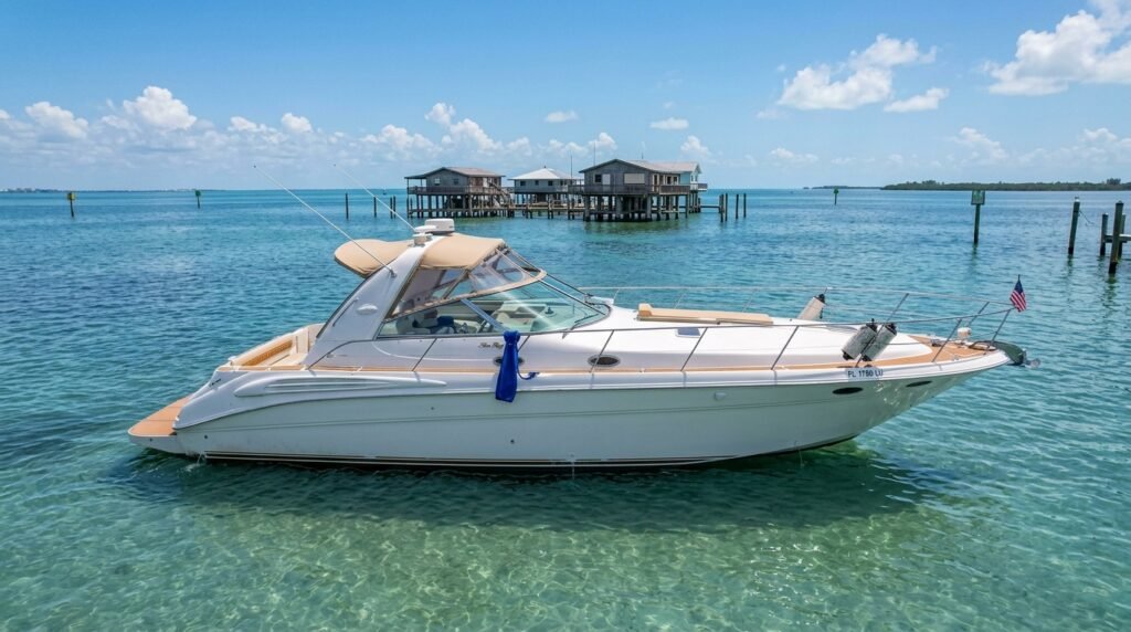 Harmony 45' Sea Ray Sundancer at Stiltsville in Biscayne Bay
