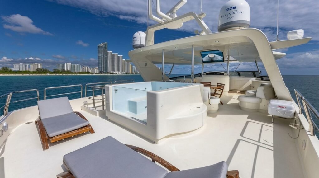 Jacuzzi on the flybridge of the Azimut 105' Bearpaw