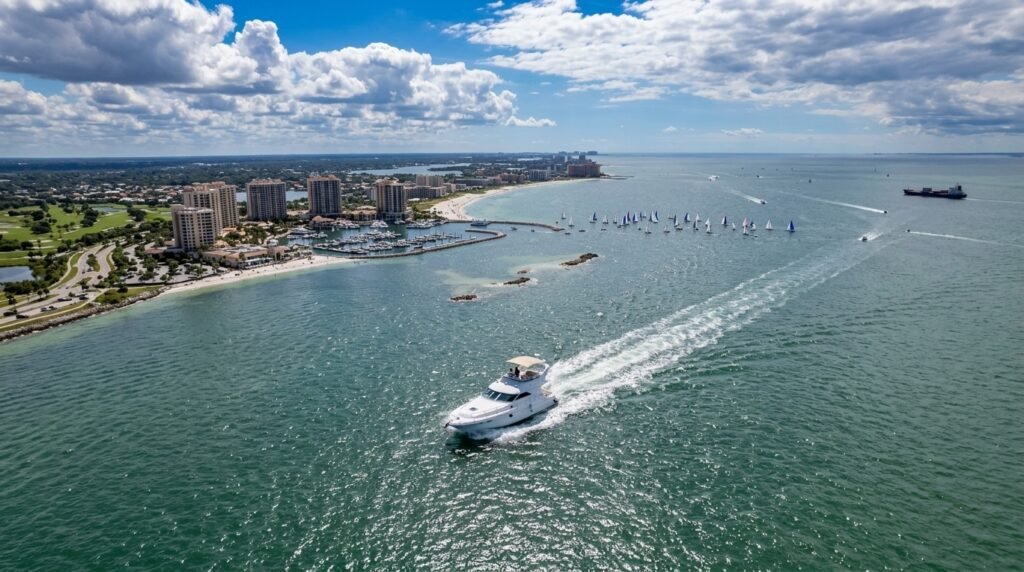 Sea Ray 44 cruising off Key Biscayne