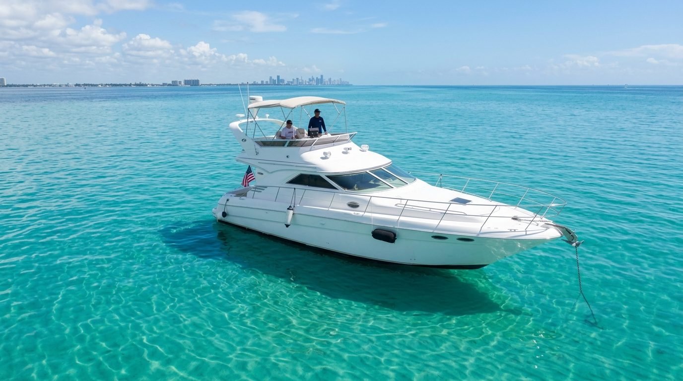 Sea Ray 44 on turquoise water near Miami