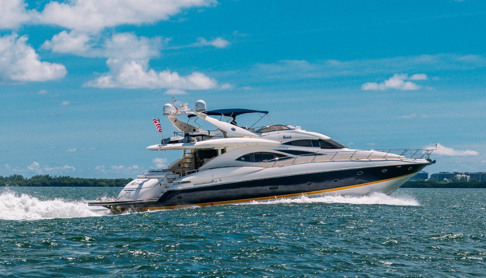 Sport yacht cruising Biscayne Bay